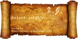 Keleti Jolán névjegykártya